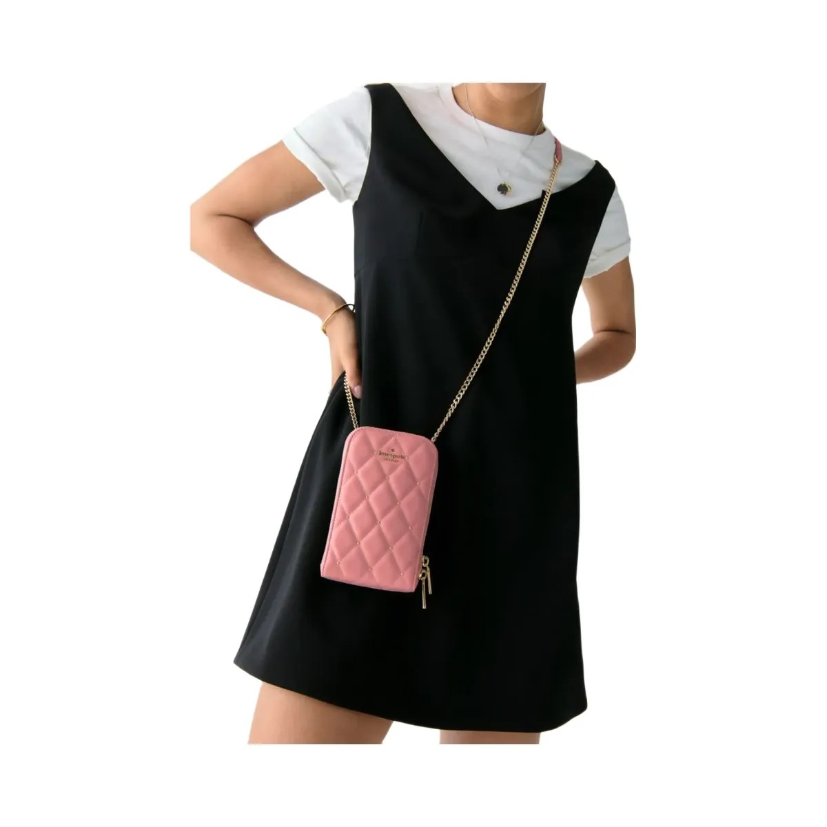 Kate Spade Carey Quilted Studded Phone Chain Crossbody Pomegranate - HypeFly India View 2