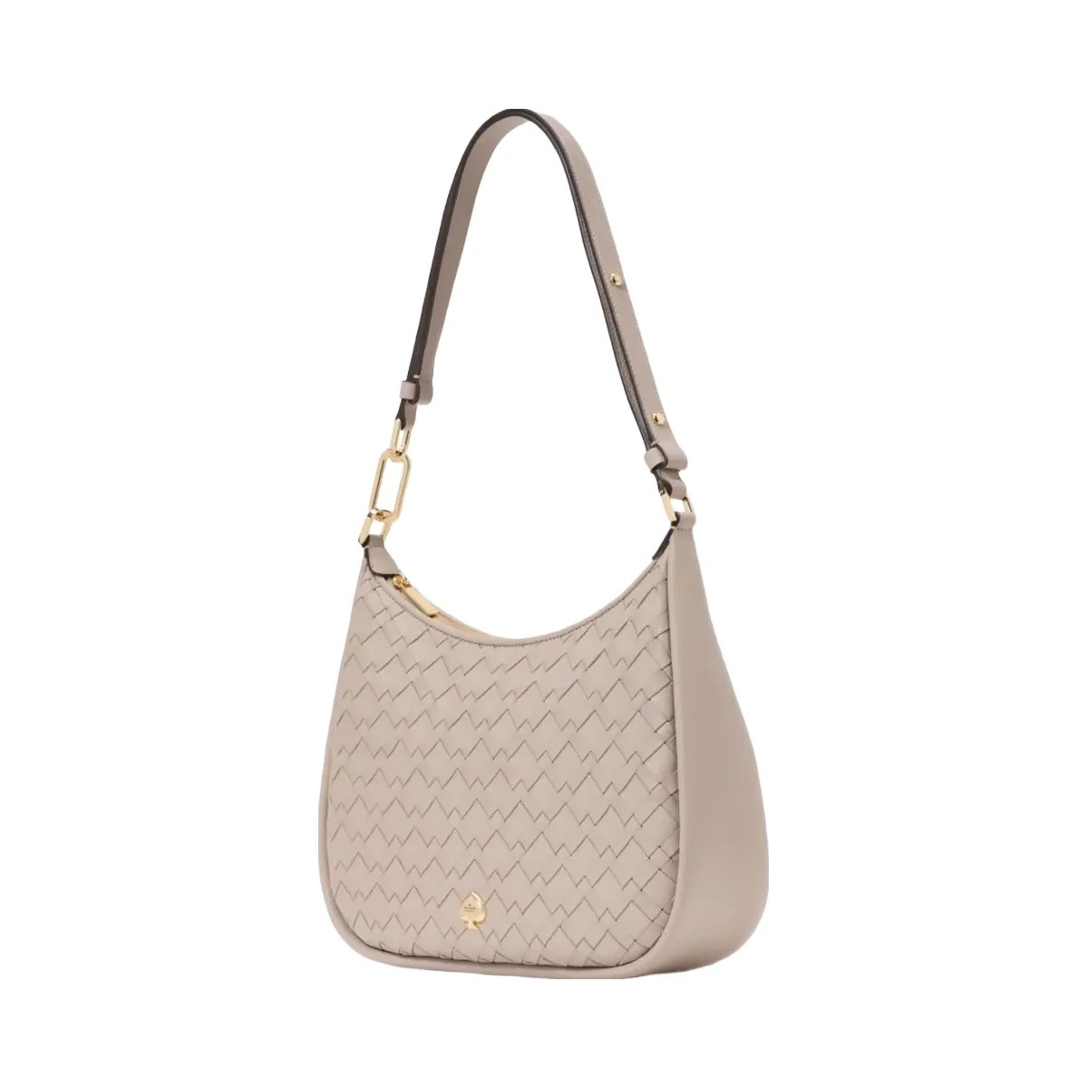 Kate Spade Kayla Woven Leather Large Shoulder Bag Cozy Grey - HypeFly India View 3