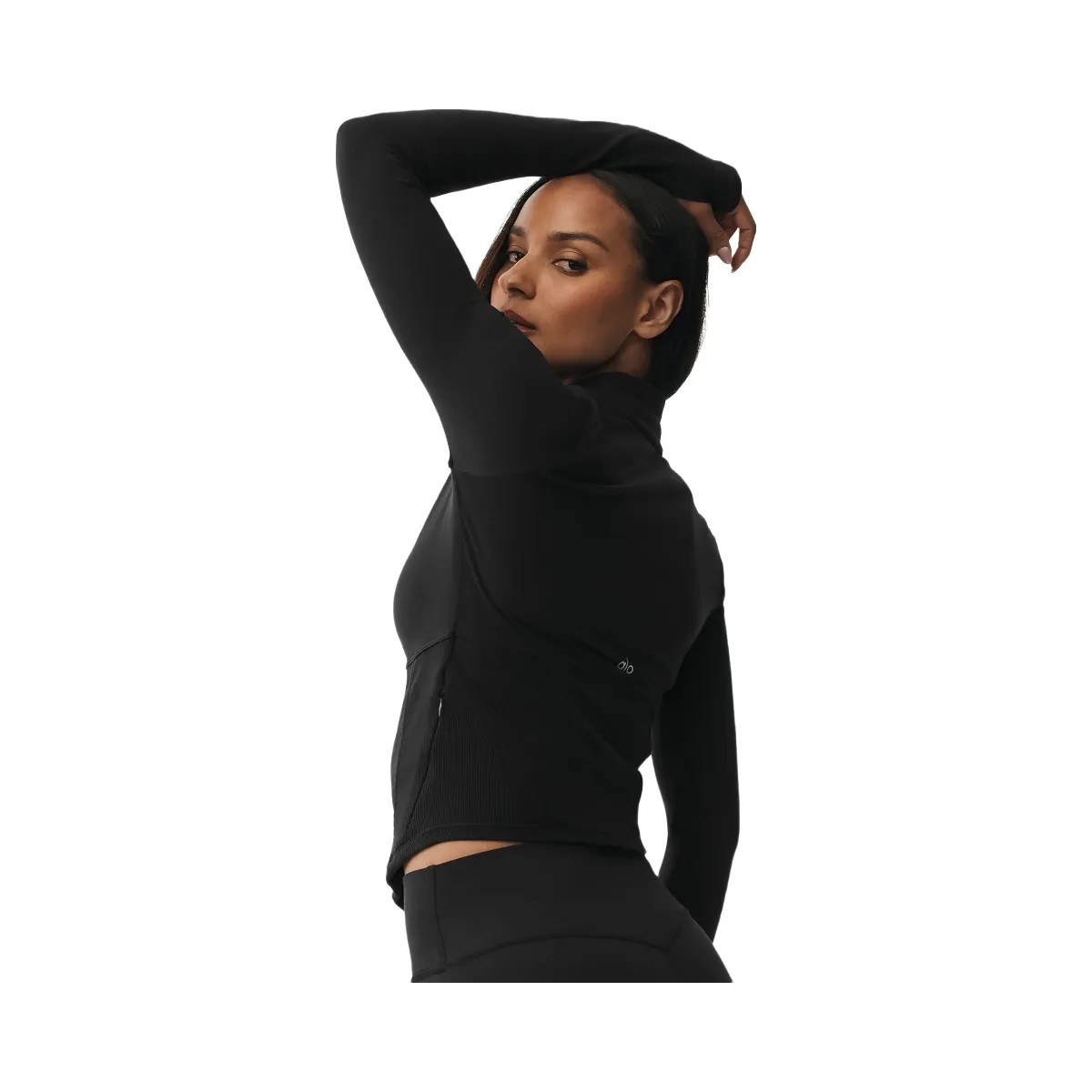 Alo Women's Airbrush Corset Full Zip Jacket - Black - HypeFly India View 4