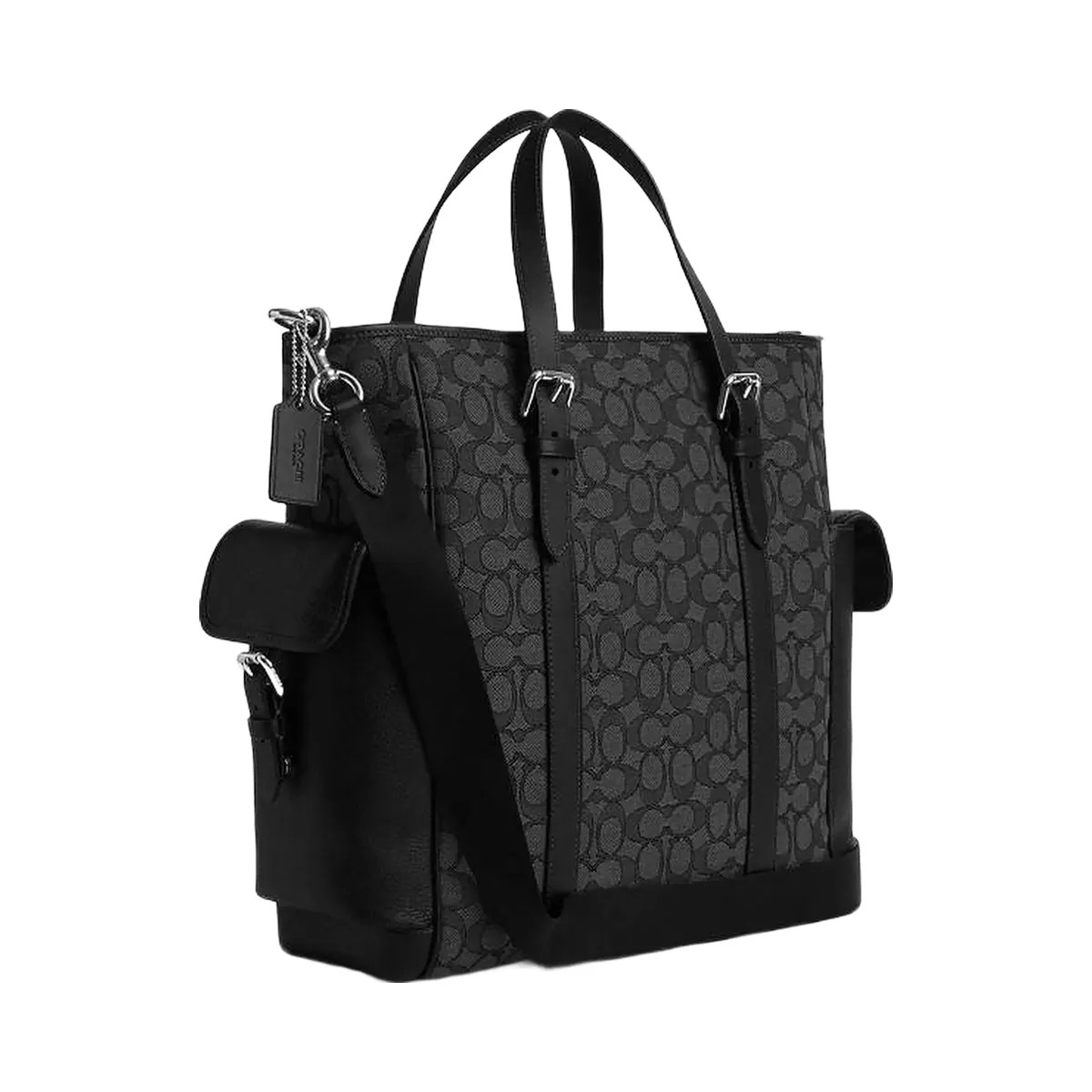 Coach Sprint Tote In Signature Jacquard Signature Jacquard-Silver-Charcoal-Black - HypeFly India View 4