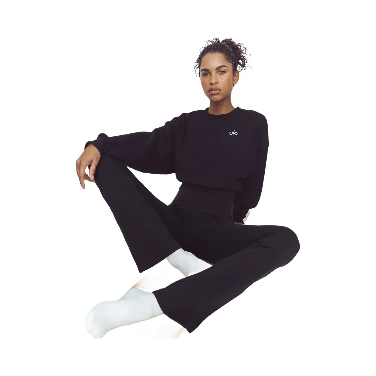 Alo Women's Airbrush High-Waist 7/8 Bootcut Legging - Black - HypeFly India View 6