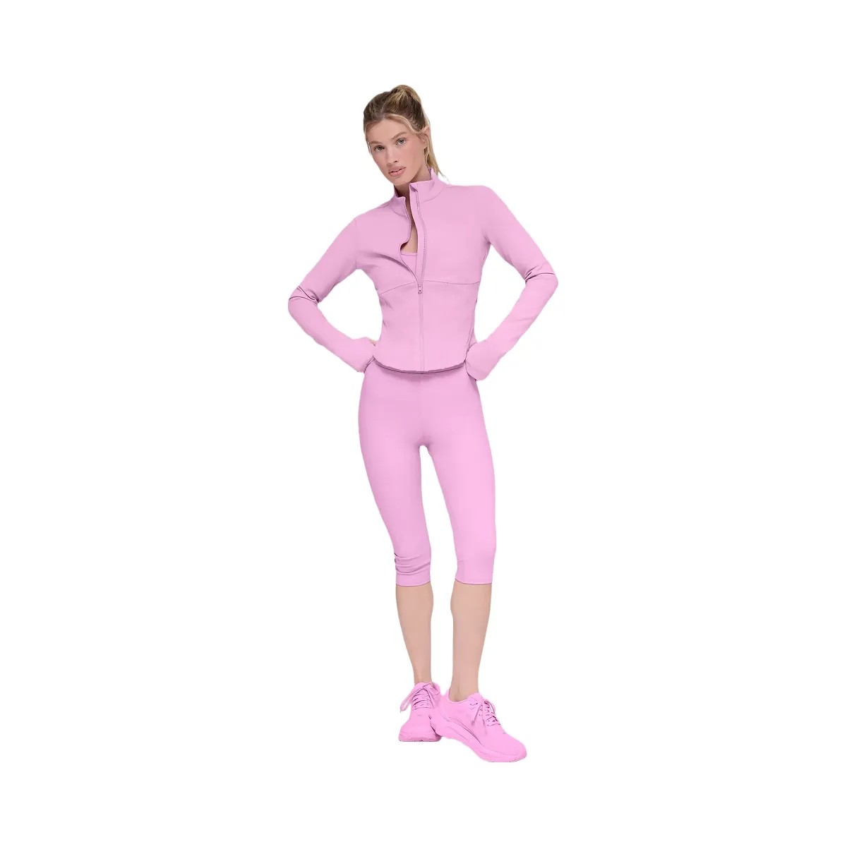 Alo Women's Airbrush Corset Full Zip Jacket - Candy Heart Pink - HypeFly India View 4