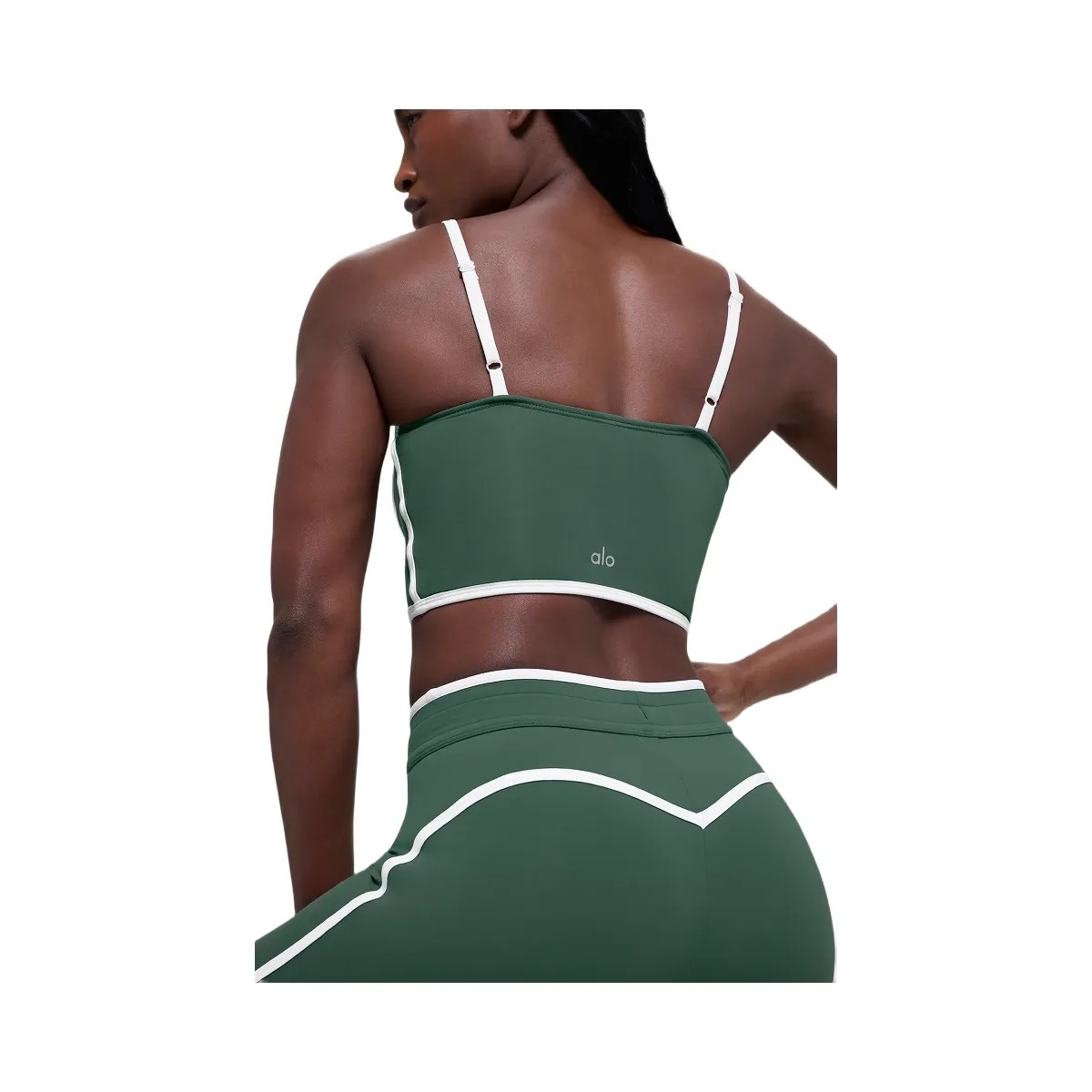 Alo Women's Airbrush Streamlined Bra Tank - Clover Green/White - HypeFly India View 2