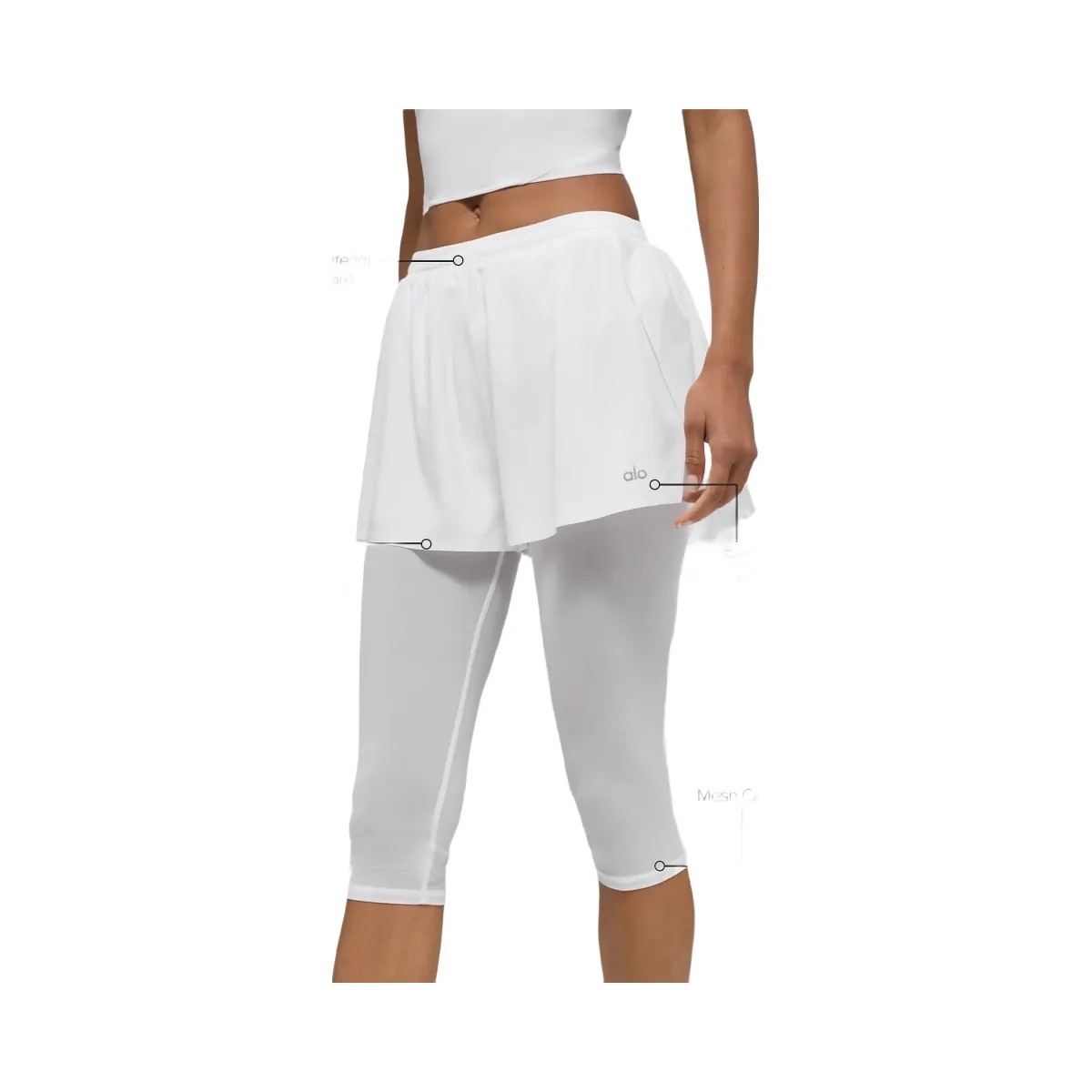 Alo Women's Mesh Front Runner 2 In 1 Short - White - HypeFly India View 2