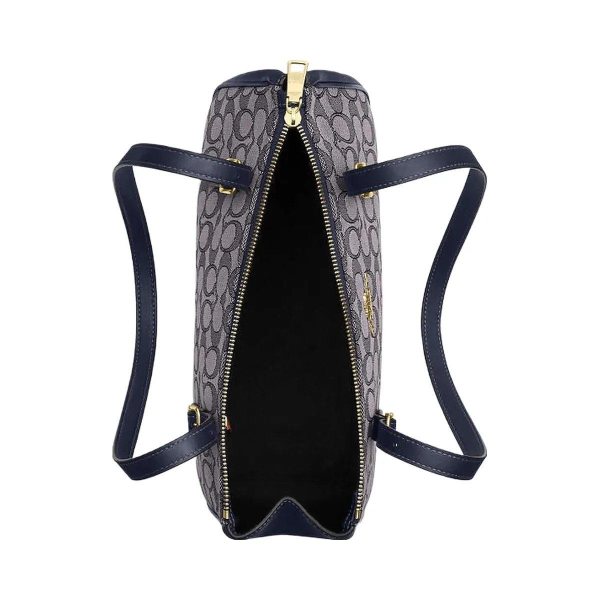 Coach Asher Shoulder Bag In Signature Jacquard Signature Jacquard-Gold-Navy-Midnight Navy - HypeFly India View 4