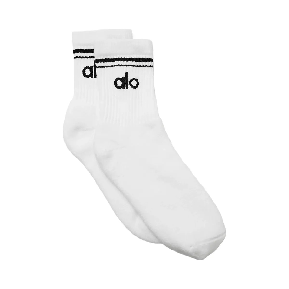 Alo Unisex Half-Crew Throwback Sock - White/Black - HypeFly India View 3
