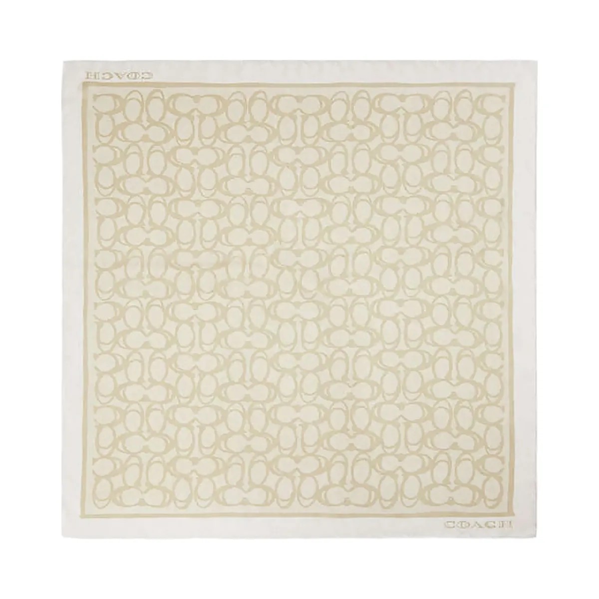 Coach Jumbo Signature Silk Square Scarf Light Tan - HypeFly India View 1