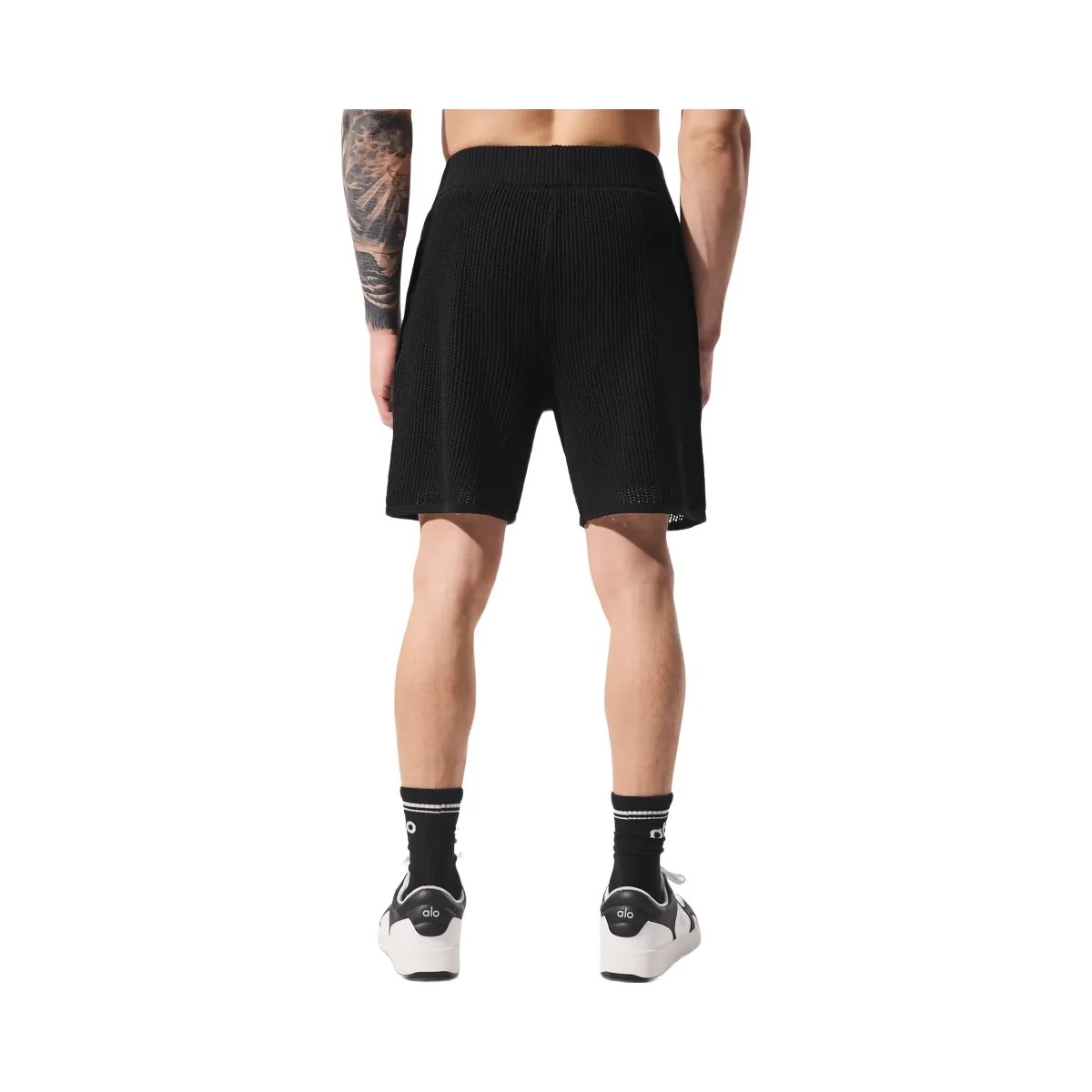 Alo Men's Open-Knit Short - Black - HypeFly India View 4