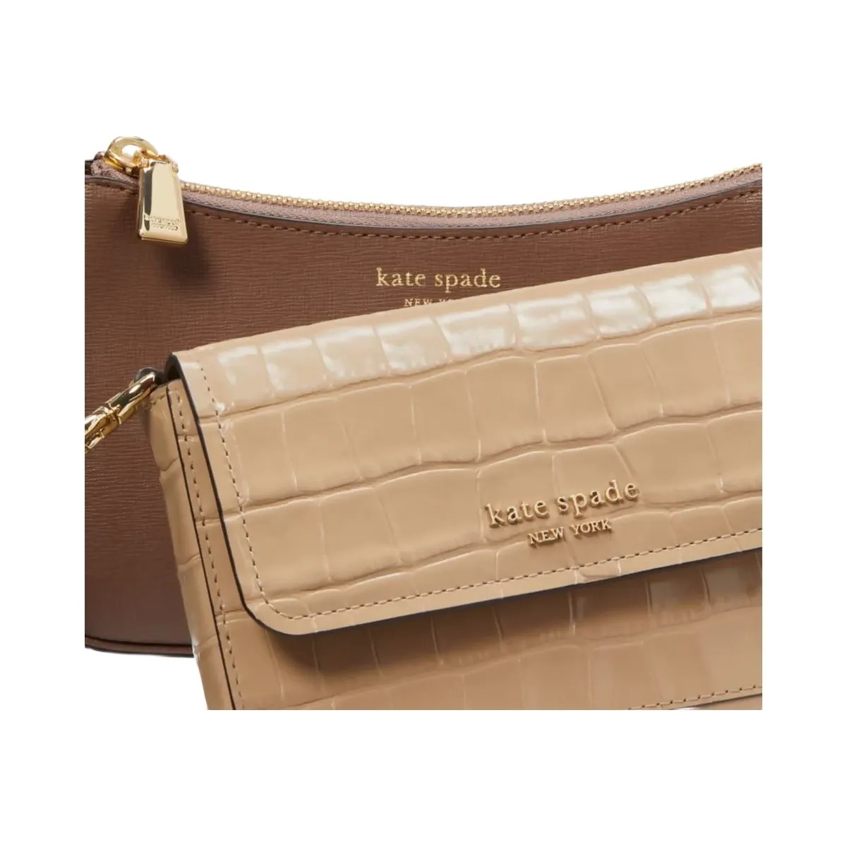 Kate Spade Double Up Croc Embossed Crossbody Warm Acorn Multi - HypeFly India View 6