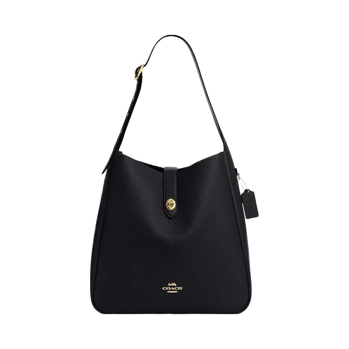 Coach Hadley Large Shoulder Bag Pebbled Leather-Gold-Black - HypeFly India View 1