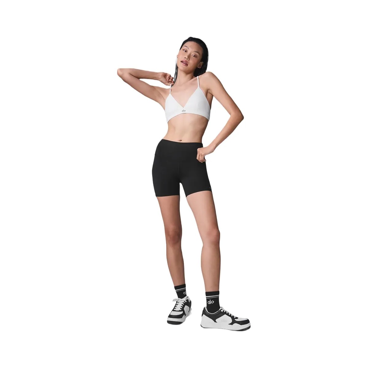 Alo Women's 5" Airbrush High-Waist Biker Short - Black - HypeFly India View 4