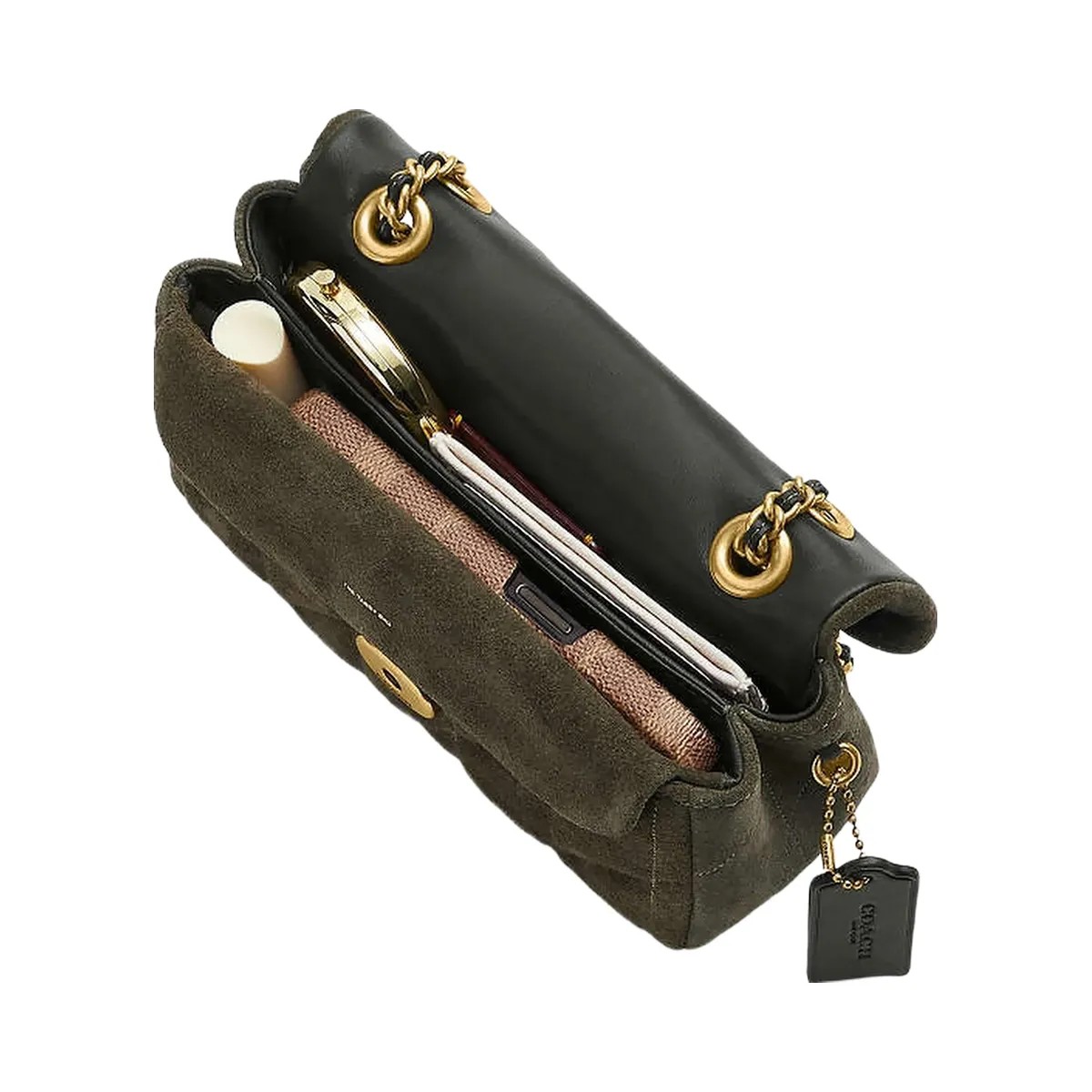 Coach Tabby Shoulder Bag 20 With Quilting Brass-Olive - HypeFly India View 3