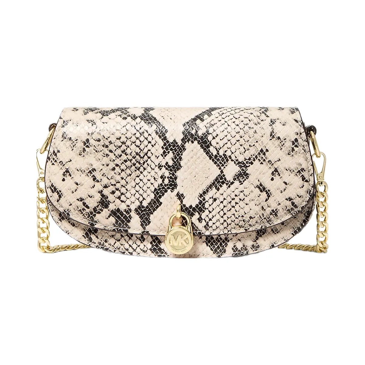 Michael Kors Mila Small Snake Embossed Crossbody Bag Natural - HypeFly India View 1