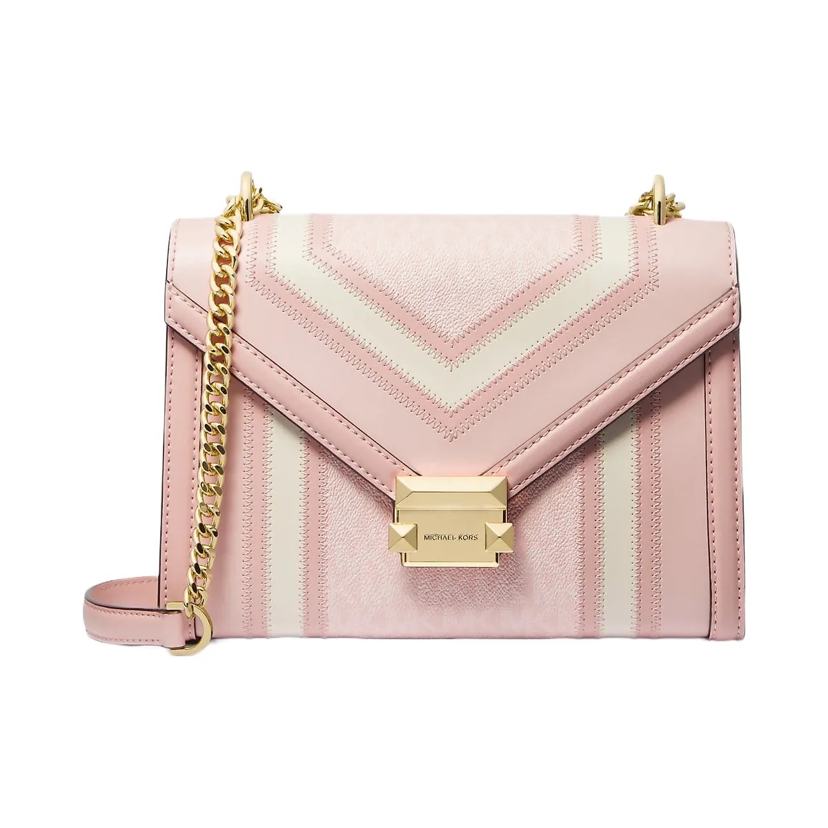 Michael Kors Whitney Medium Color-Block and Signature Logo Shoulder Bag Pwd Blsh Mlt - HypeFly India View 1