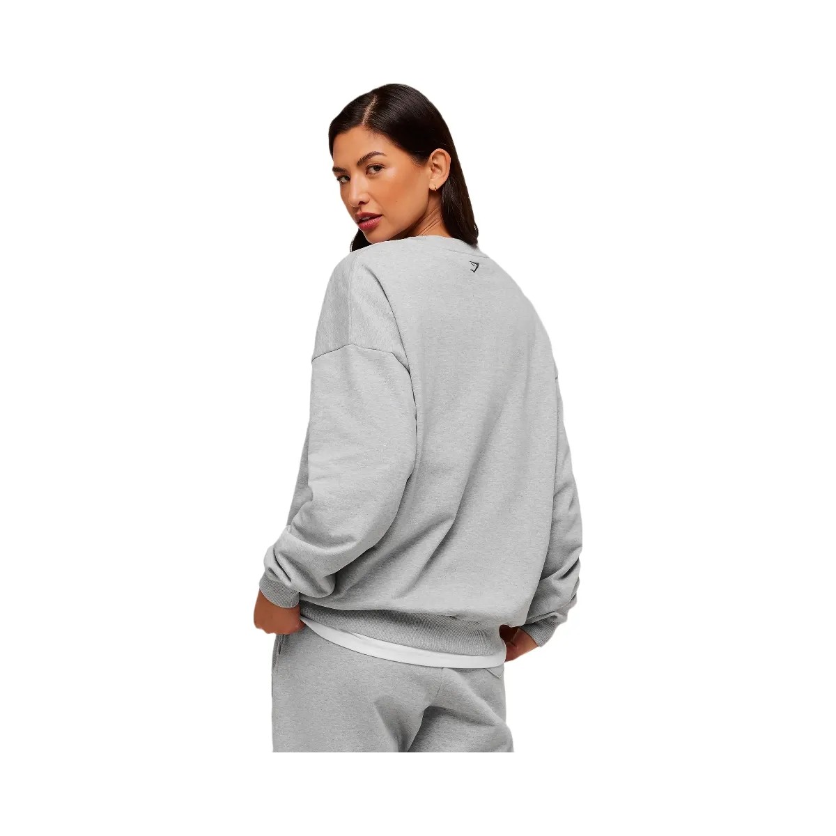 Gymshark Collegiate Graphic Crew Neck Pullover - Light Grey Core Marl - HypeFly India View 2