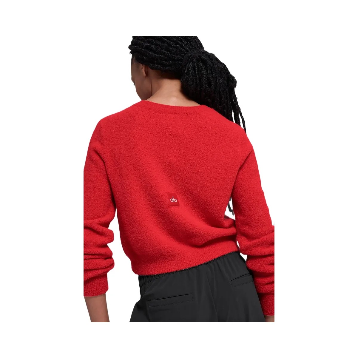 Alo Women's Snuggle Up Sweater Cropped Cardigan - Bright Red - HypeFly India View 4