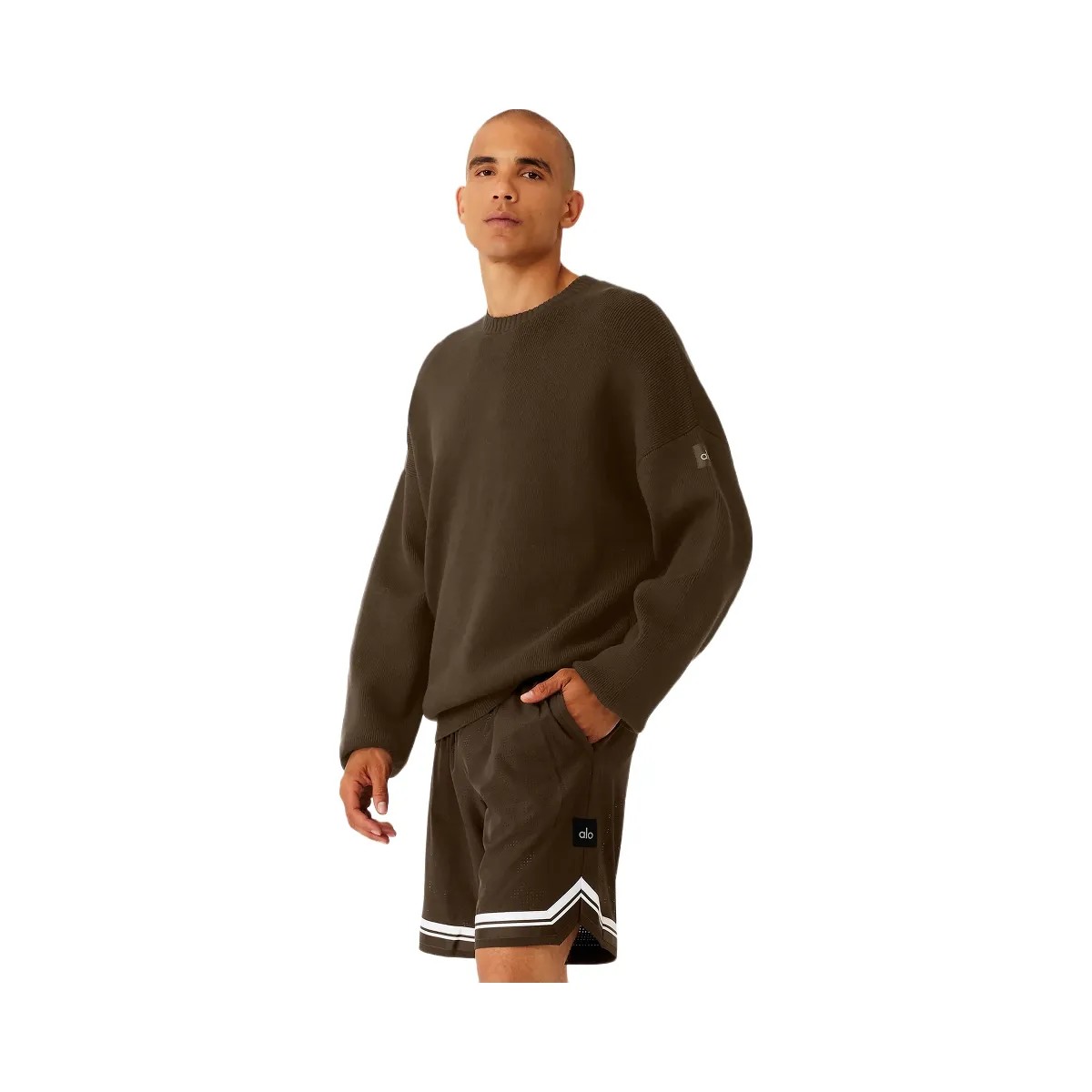 Alo Men's Scholar Crew Neck Sweater - Espresso - HypeFly India View 2