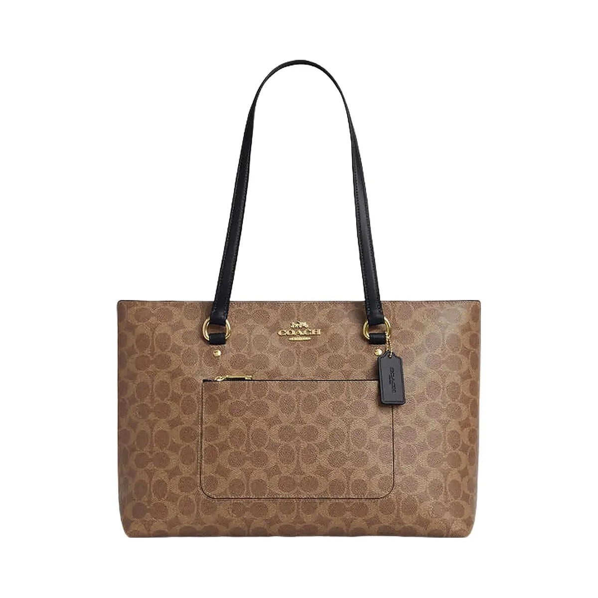 Coach Station Tote Bag In Signature Canvas Signature Canvas-Gold-Tan-Black - HypeFly India View 1