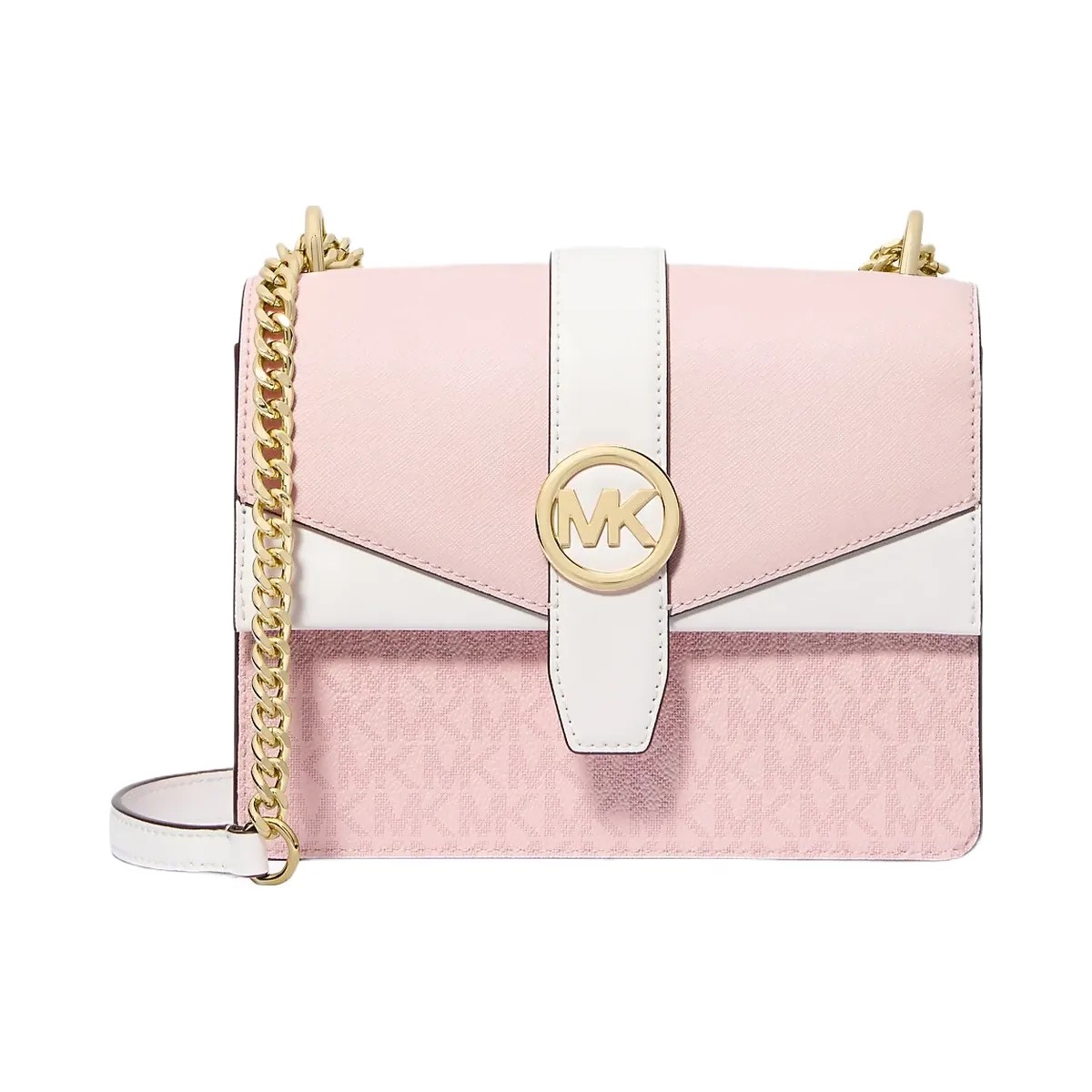 Michael Kors Greenwich Small Color-Block Signature Logo Crossbody Bag Pwd Blsh Mlt - HypeFly India View 1