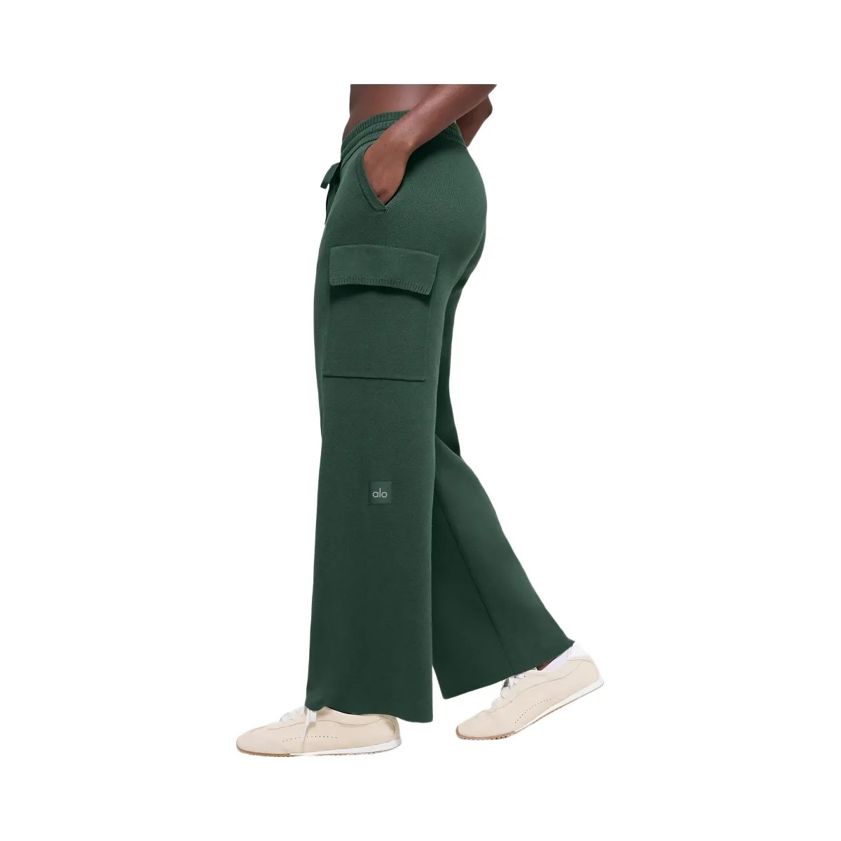Alo Women's Scholar Knit High-Waist Cargo Pant - Clover Green - HypeFly India View 2