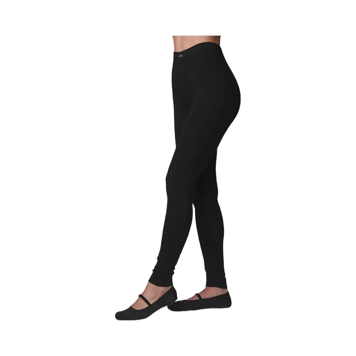 Alo Women's Pointelle Sweater High-Waist Be Mine Legging - Black - HypeFly India View 2
