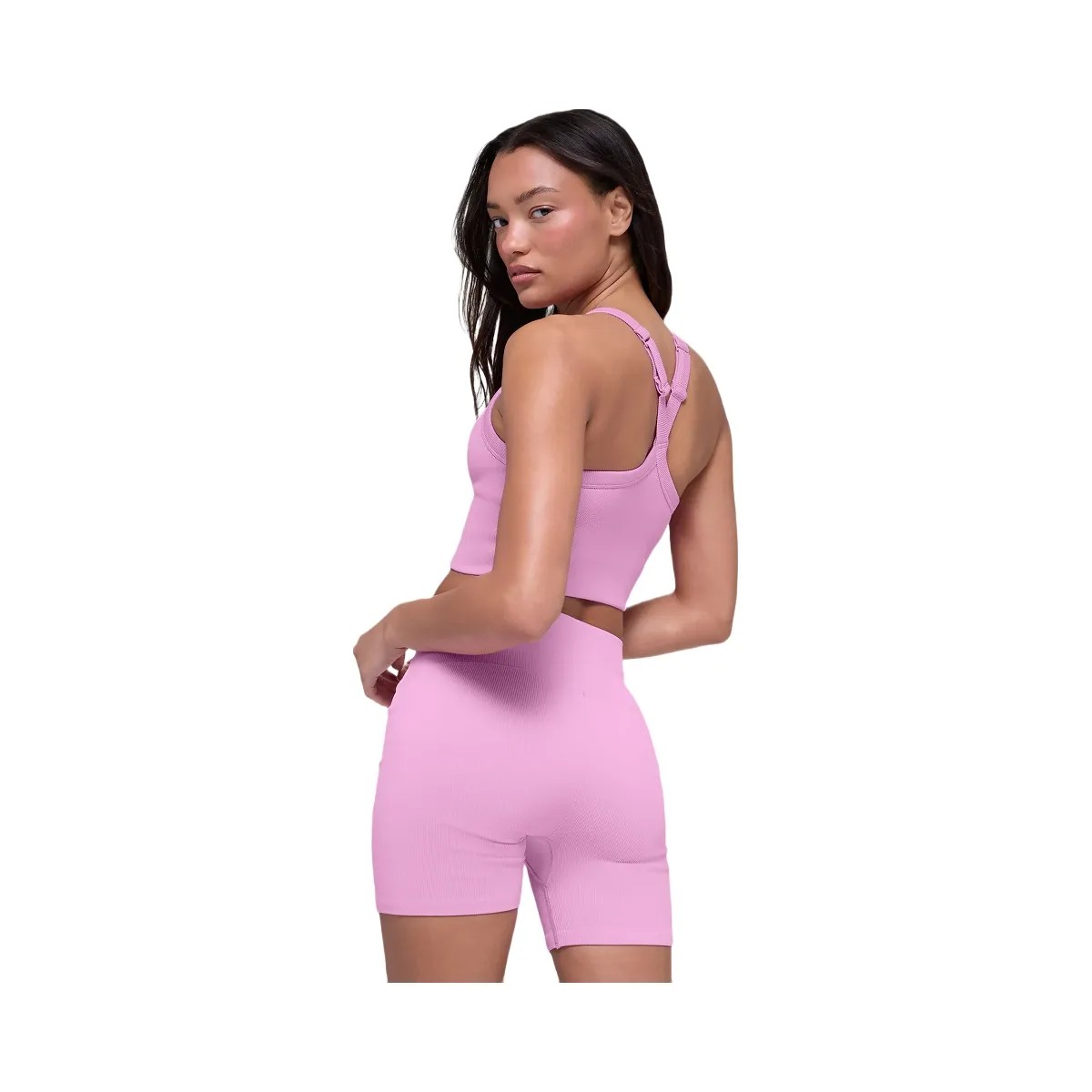 Alo Women's Seamless Ribbed Favorite Bra Tank - Candy Heart Pink - HypeFly India View 2