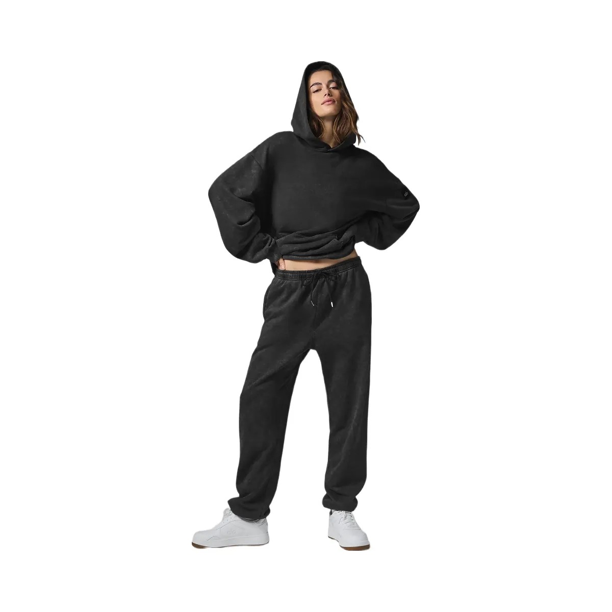 Alo Women's Chill Vintage Wash Hoodie - Black Wash - HypeFly India View 1
