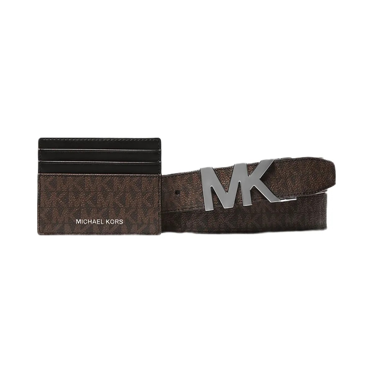 Michael Kors Signature Logo Card Case and Belt Gift Set Brown-Black - HypeFly India View 1