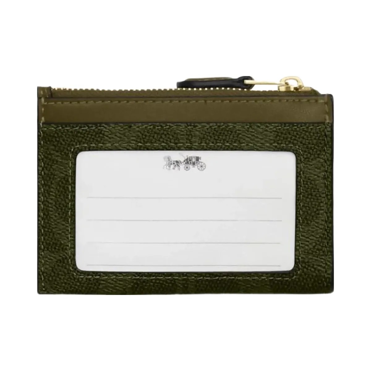 Coach Mini Skinny Id Case In Signature Canvas Signature Canvas-Gold-Olive - HypeFly India View 2