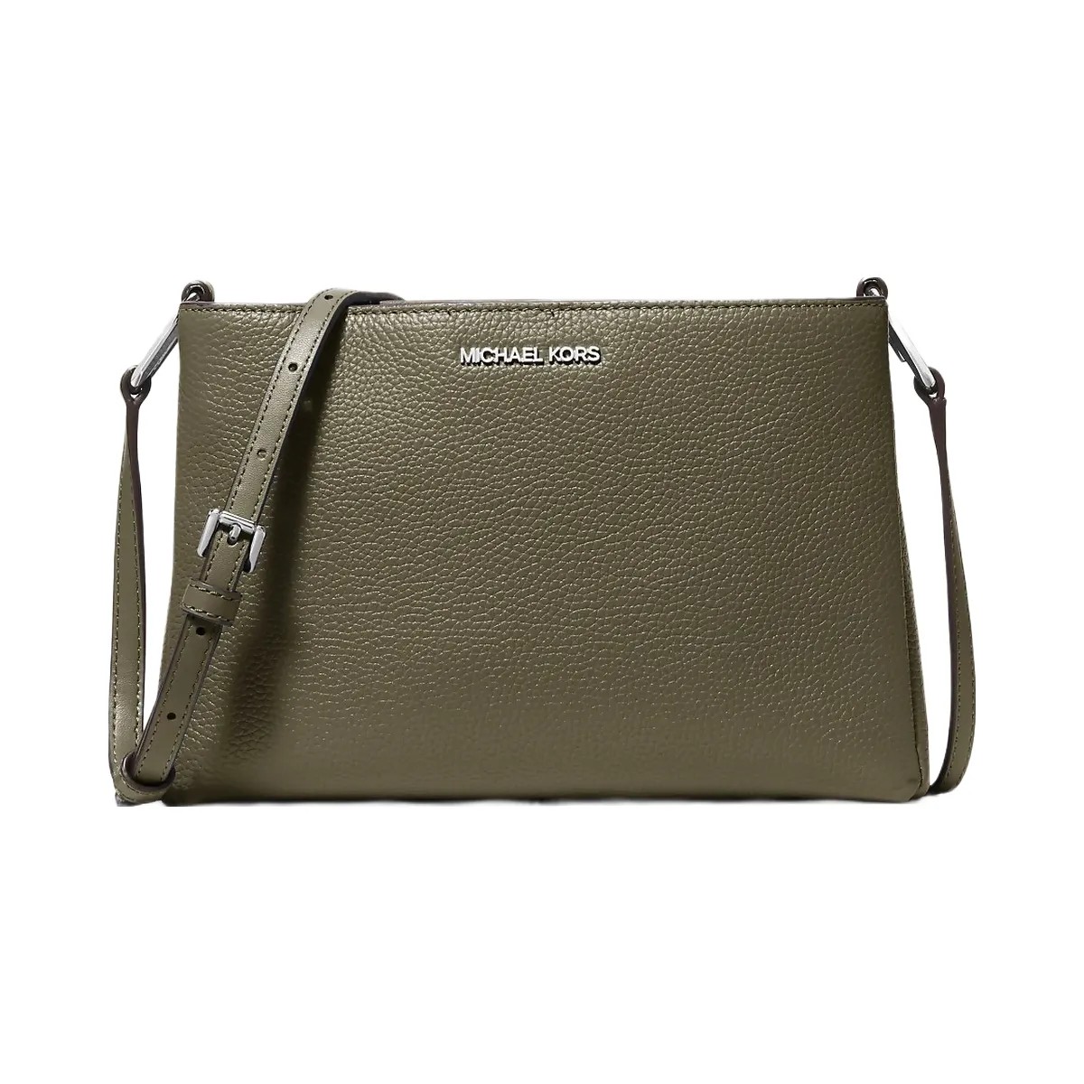 Michael Kors Trisha Medium Pebbled Leather Crossbody Bag Olive - HypeFly India View 1