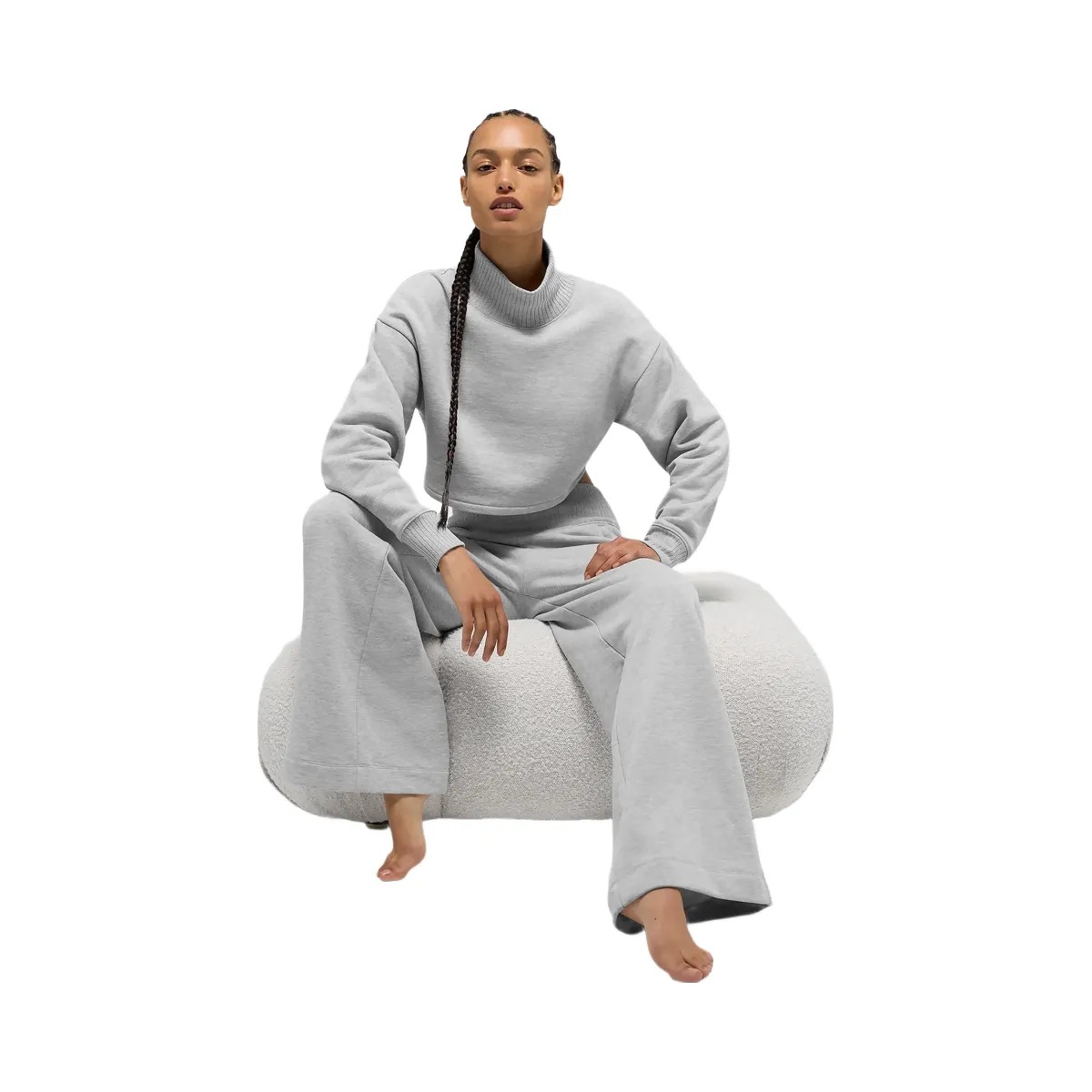 Alo Women's Cropped Serenity Coverup - Athletic Heather Grey - HypeFly India View 5