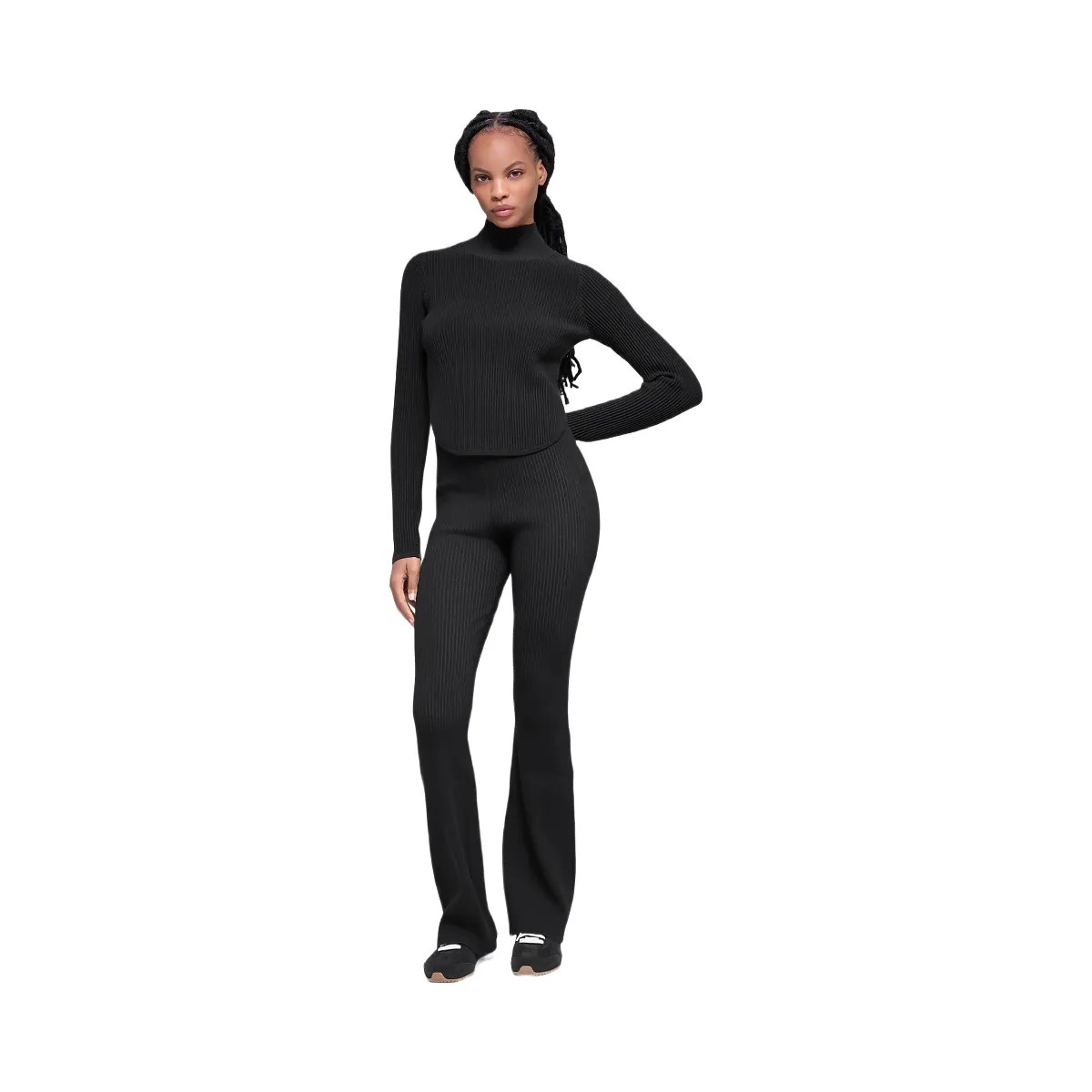 Alo Women's Denim Knit Backless Long Sleeve - Black/Anthracite - HypeFly India View 5