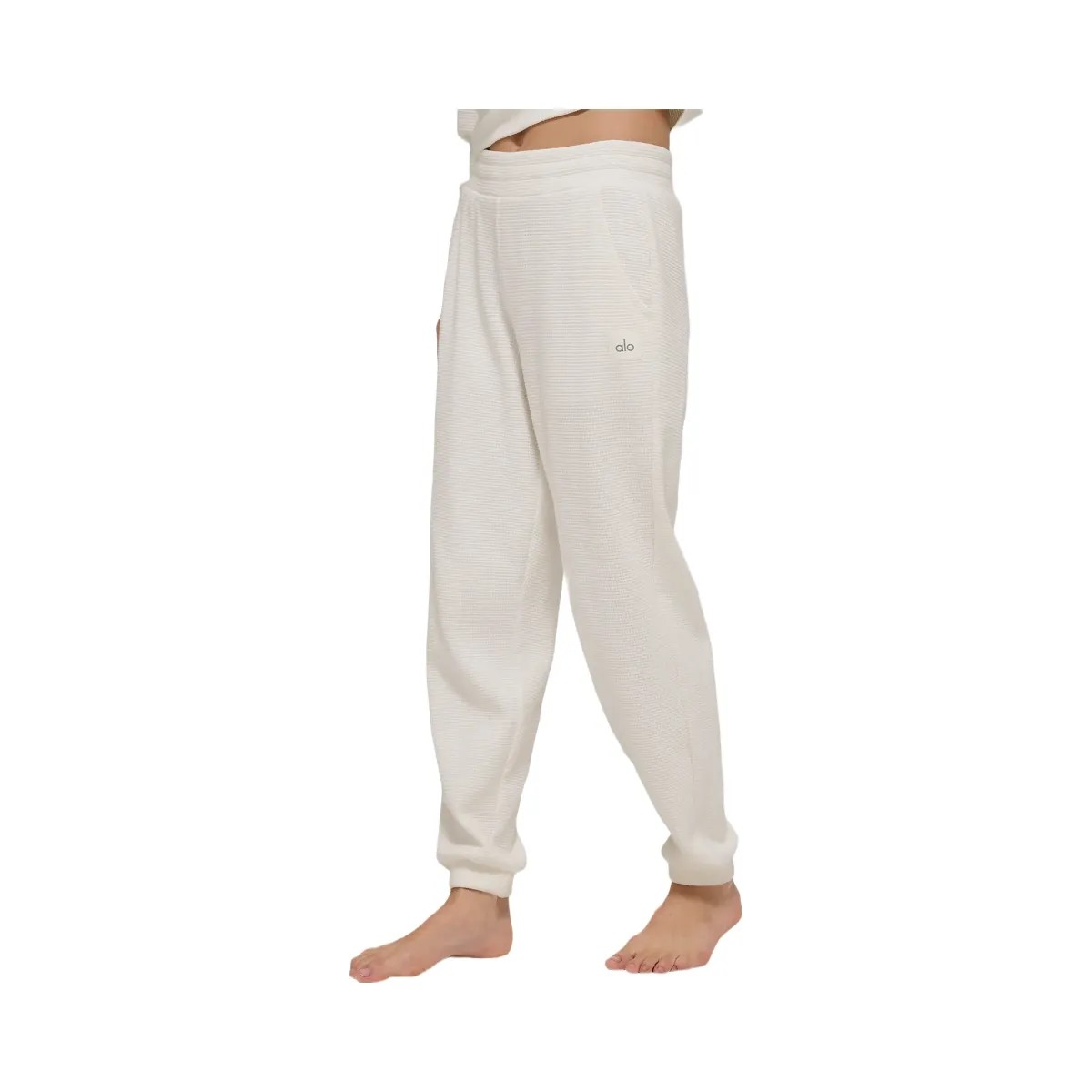 Alo Women's Waffle Weekend Escape Jogger - Ivory - HypeFly India View 1