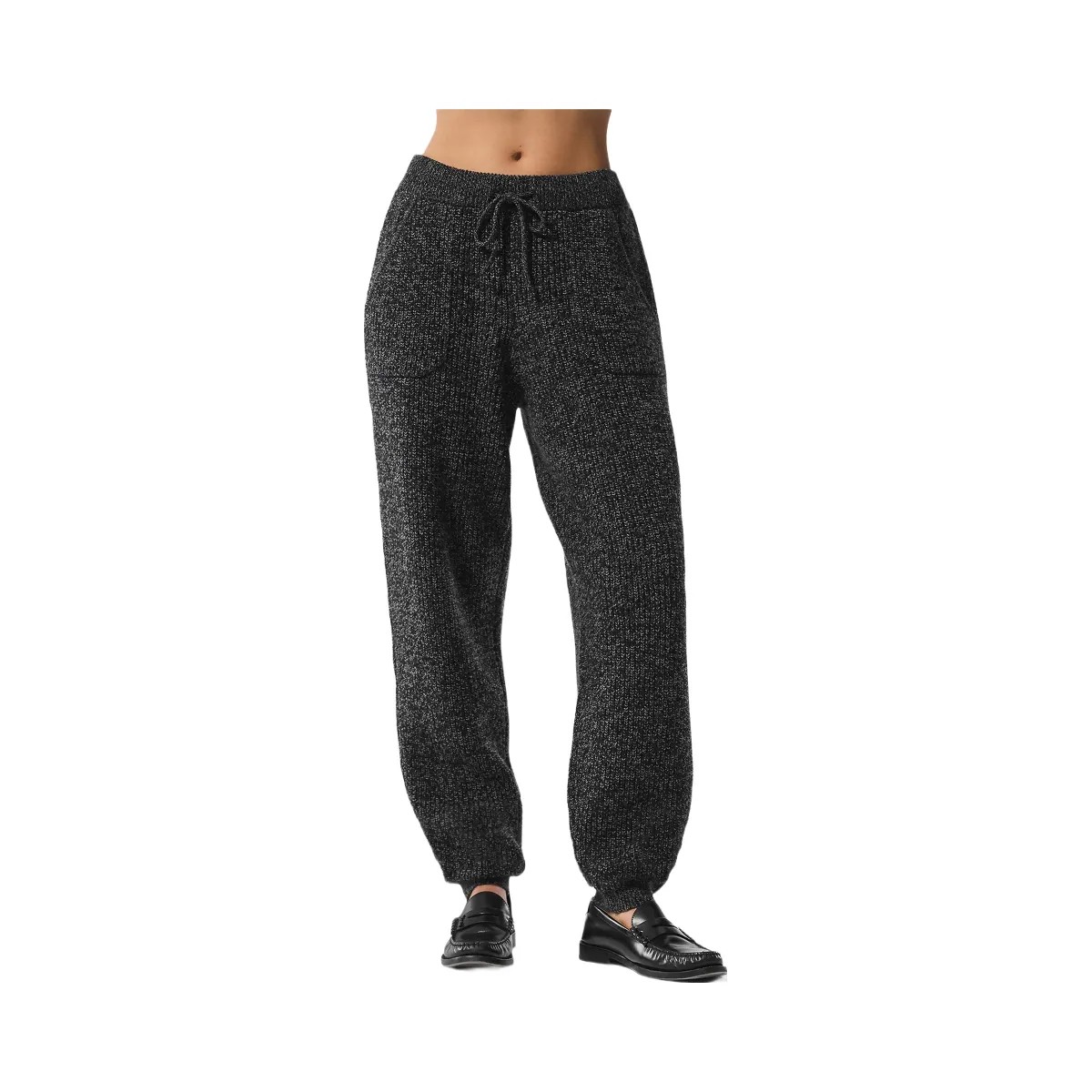 Alo Women's Marl Sweater Pant - Black Marl - HypeFly India View 1