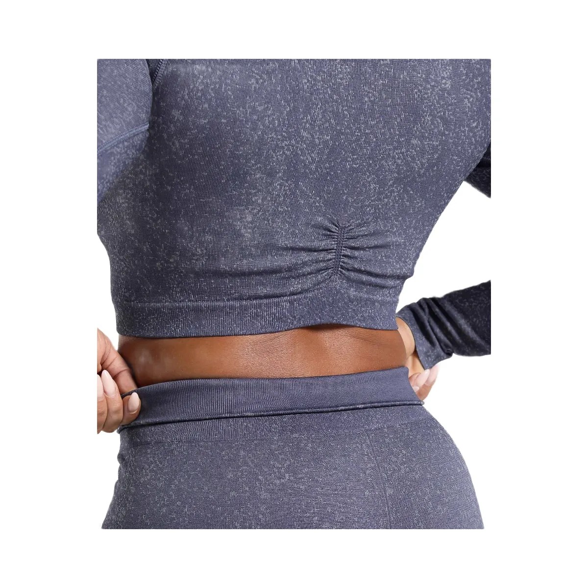 Gymshark Adapt Fleck Seamless Long Sleeve Crop Top - Weighted Purple/Metal Purple - HypeFly India View 4