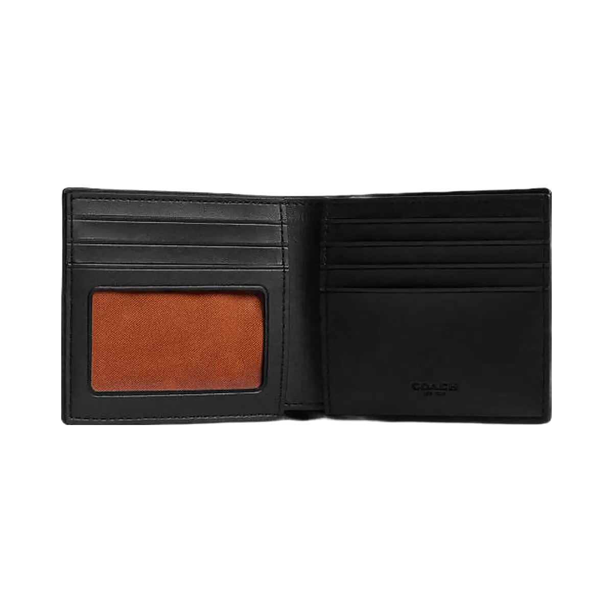 Coach Id Billfold Wallet In Signature Canvas Signature Canvas Tan Black - HypeFly India View 2