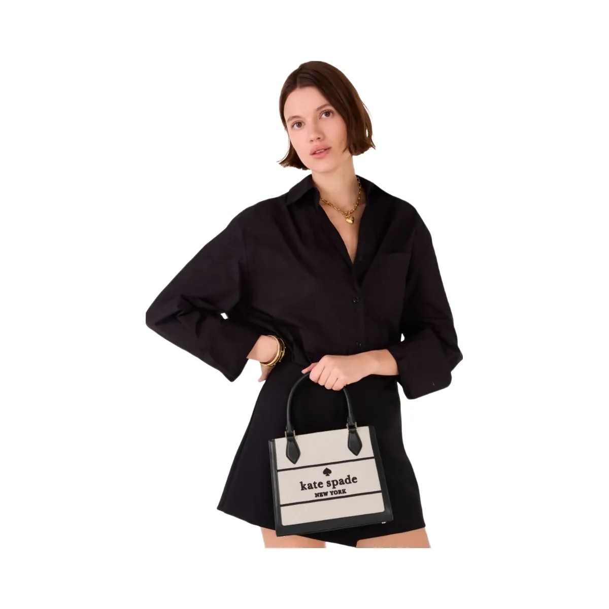 Kate Spade Ellie Canvas Small Tote Black Multi - HypeFly India View 2