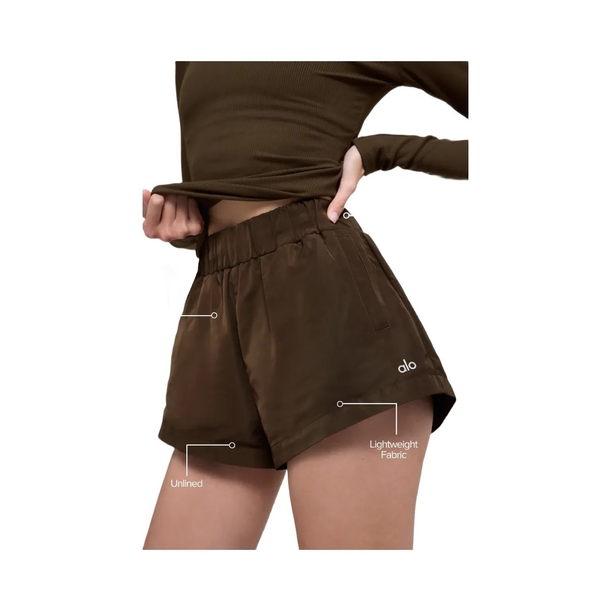 Alo Women's High-Waist Socialite Short - Espresso - HypeFly India View 2
