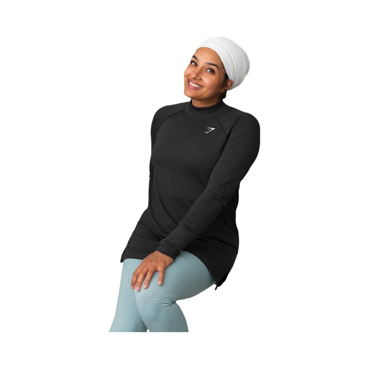Gymshark Vital Long Line Top - Black Marl - HypeFly India View 3