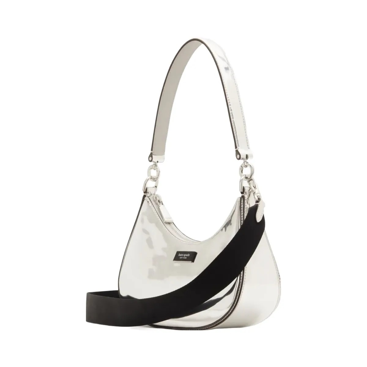 Kate Spade Sam Icon Metallic Small Convertible Crossbody Silver - HypeFly India View 4