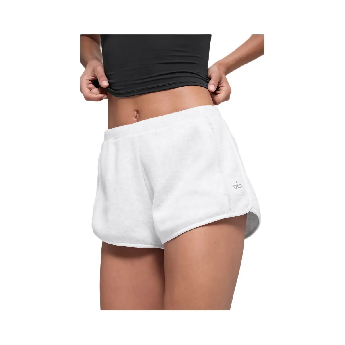Alo Women's Polar Fleece Retreat Short - White Heather Grey - HypeFly India View 3