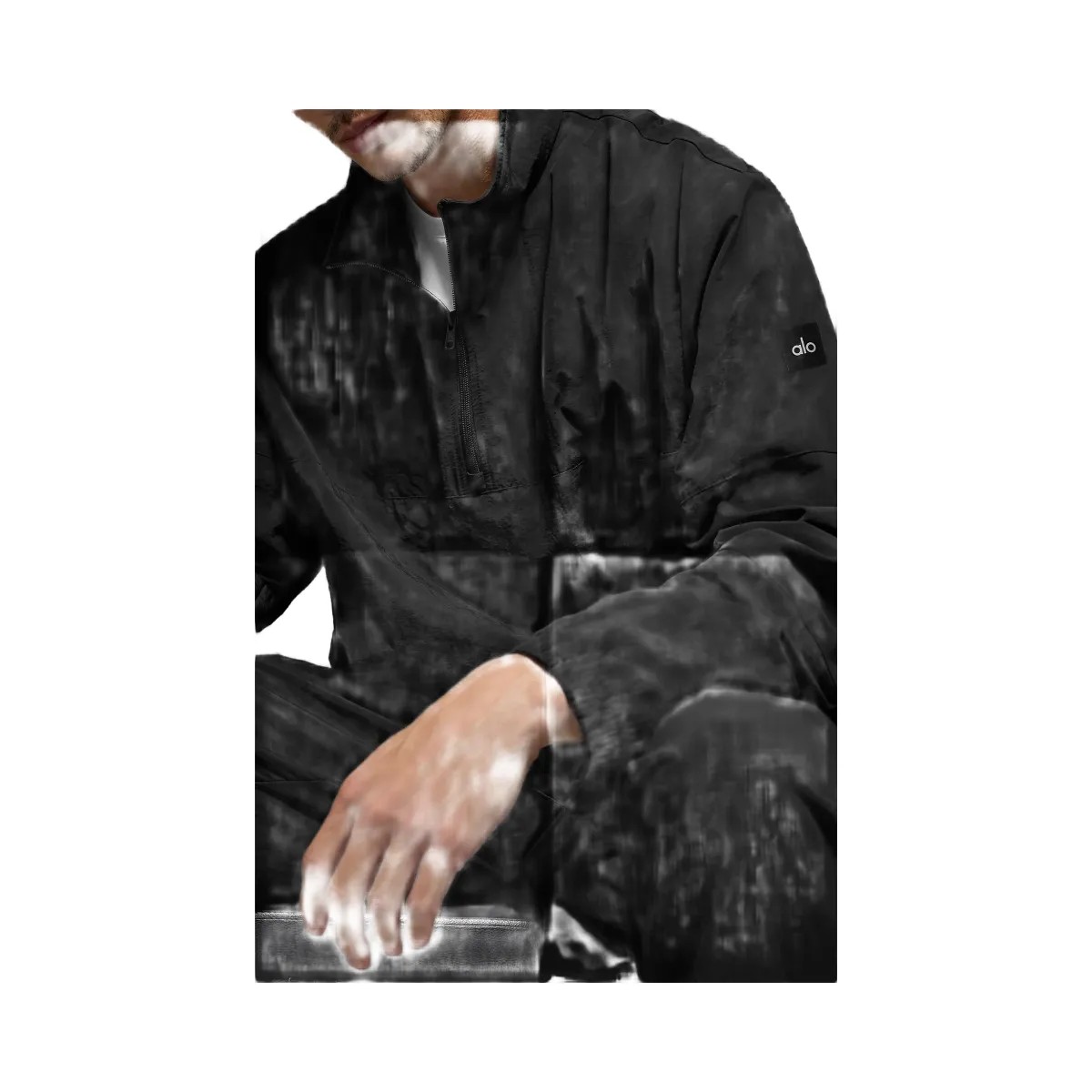 Alo Men's Light Weight Takeaway Track Pullover - Black - HypeFly India View 3