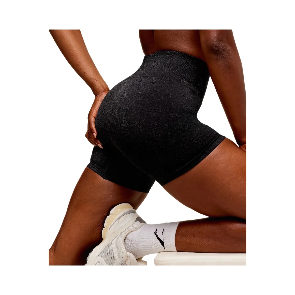 Gymshark Adapt Fleck Seamless Shorts - Black/Smokey Grey - HypeFly India View 3