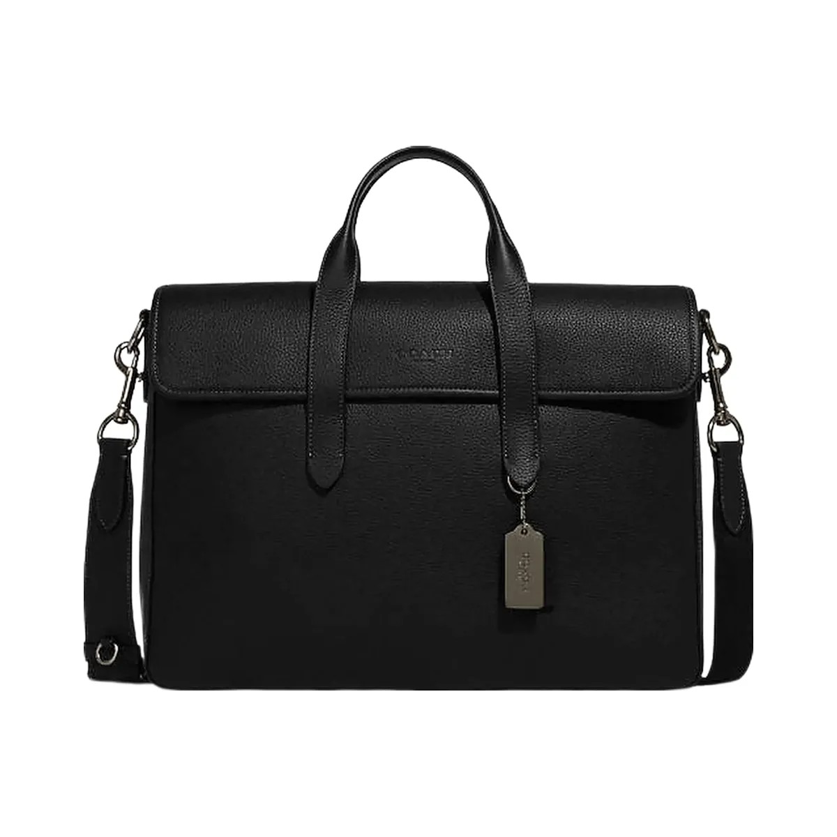 Coach Sullivan Portfolio Brief Pebbled Leather-Gunmetal-Black - HypeFly India View 1