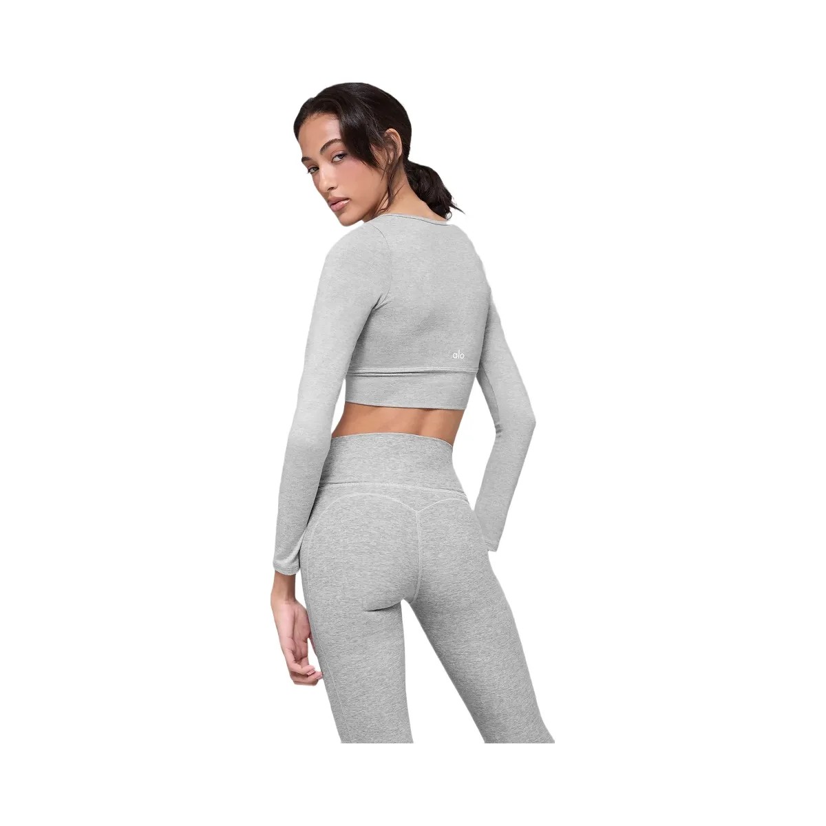 Alo Women's soft Intuition Long Sleeve Bra - Athletic Heather Grey - HypeFly India View 3