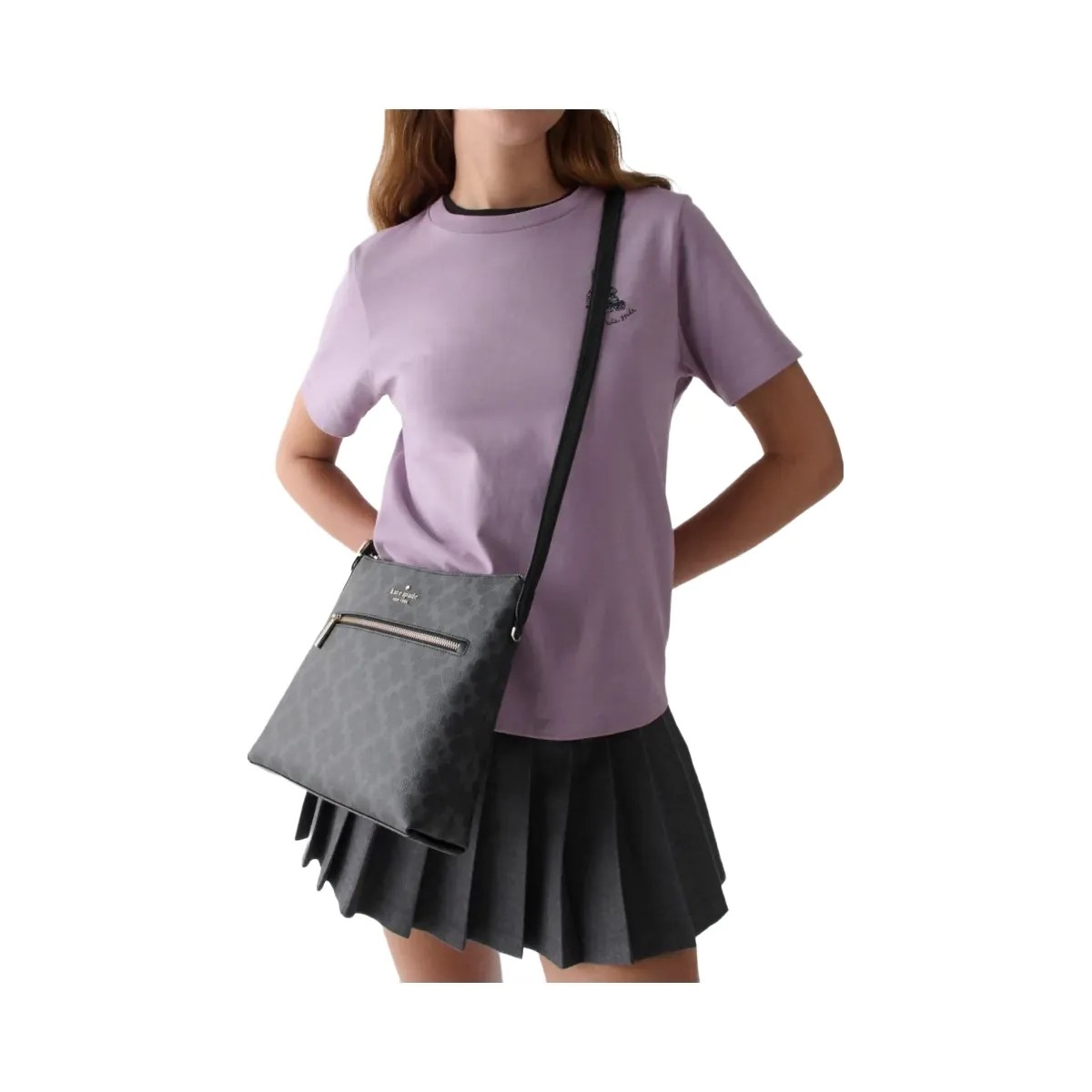 Kate Spade Flower Large Swingpack Buckle Crossbody Black - HypeFly India View 2