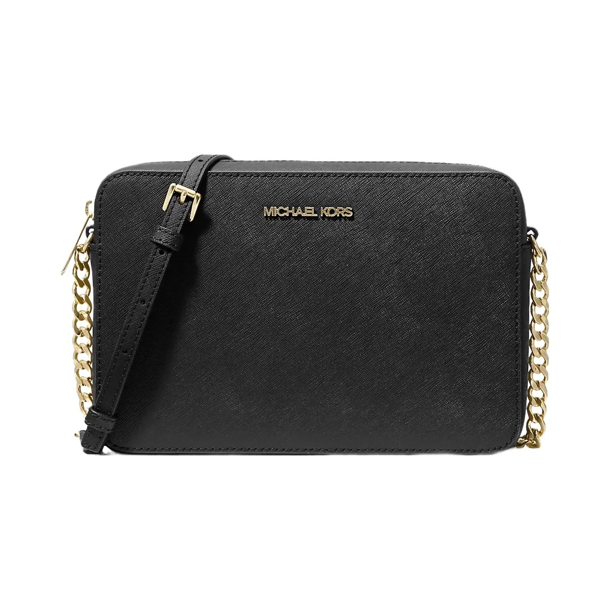 Michael Kors Jet Set Large Saffiano Leather Crossbody Bag Black - HypeFly India View 1