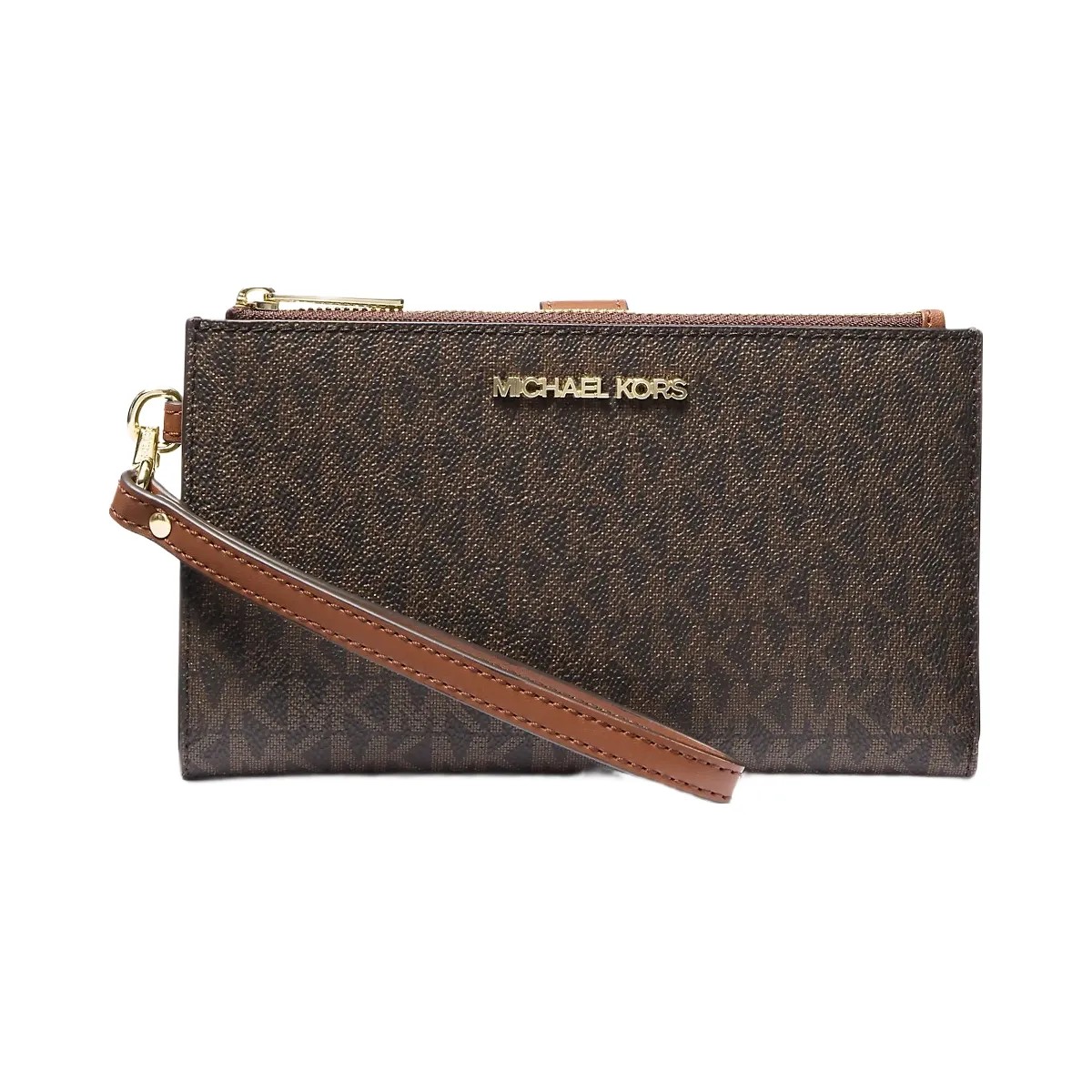 Michael Kors Jet Set Travel Signature Logo Smartphone Wallet Brown - HypeFly India View 1