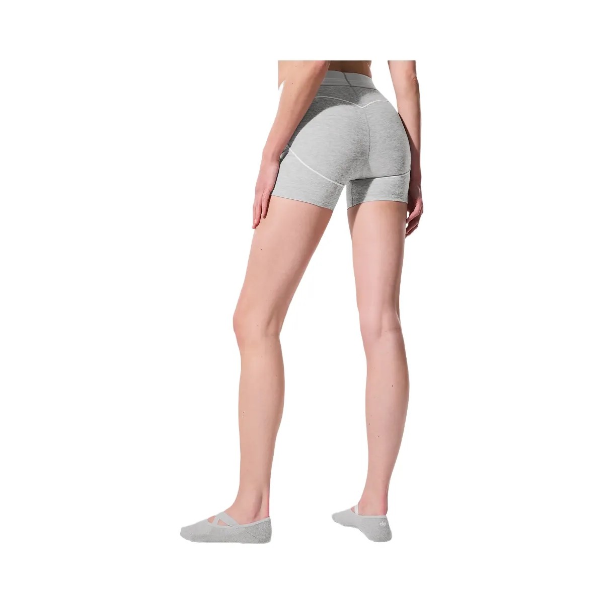 Alo Women's 4” Alosoft High-Waist Heart Throb Short - Athletic Heather Grey/White - HypeFly India View 3