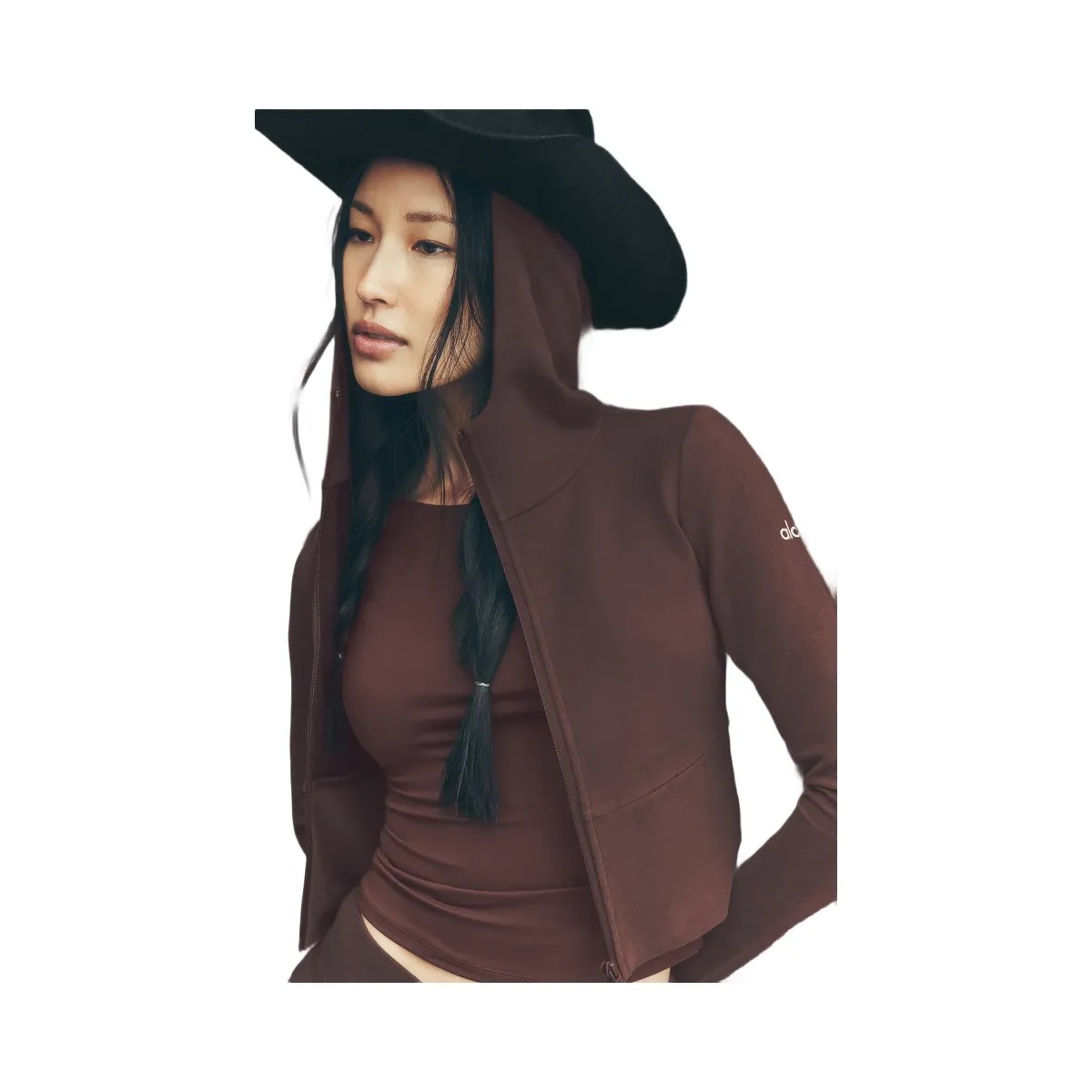 Alo Women's Sway Full Zip Hoodie - Brownstone - HypeFly India View 2